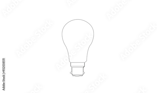 LED Bulb pin-line art, single line art, continuous line art, vector art, illustrator.