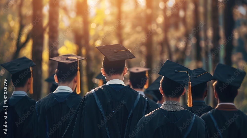 Obraz premium Graduation Day: A Line of Hopeful Graduates