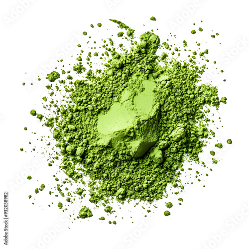 Photography of Vibrant Green Superfood Powder Isolated on Plain White background transparent png 