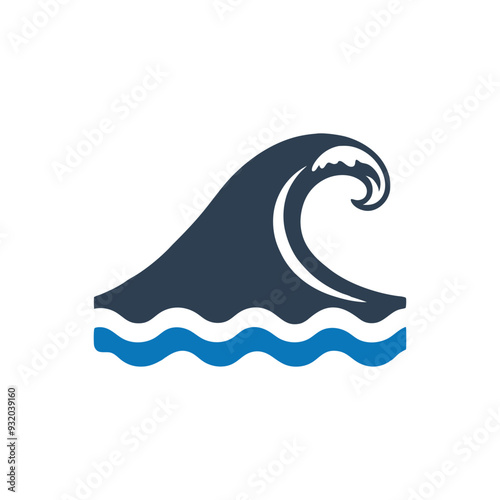 Ocean wave icon, Shark fin icon