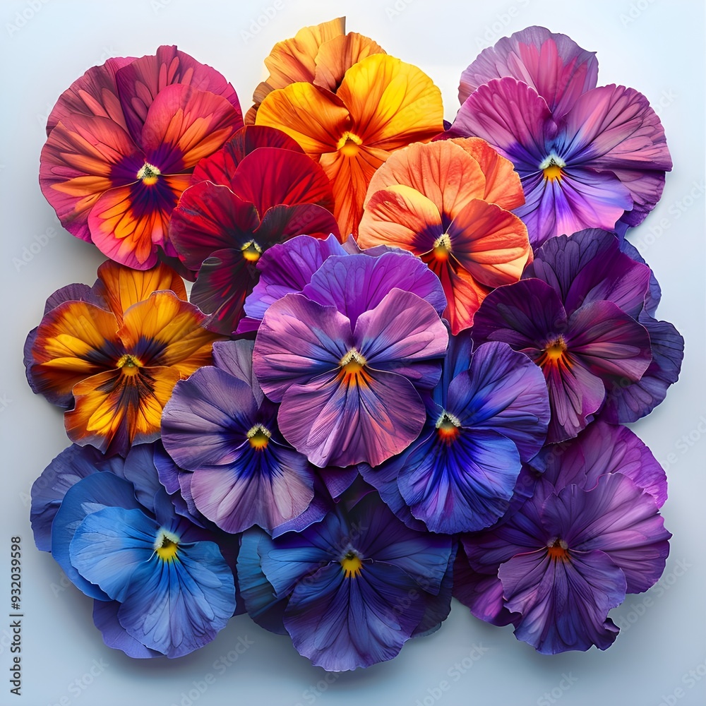 Pansy Power: Pansies arranged in a powerful formation, symbolizing strength and resilience within the LGBTQ+ community, soft and smooth colour, pride festival Pansy Power: Pansies arranged in a powerful formation, symbolizing strength and resilience within the LGBTQ+ community, soft and smooth colour, pride festival