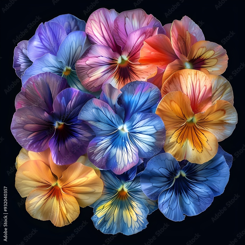 Pansy Power: Pansies arranged in a powerful formation, symbolizing strength and resilience within the LGBTQ+ community, soft and smooth colour, pride festival Pansy Power: Pansies arranged in a powerful formation, symbolizing strength and resilience within the LGBTQ+ community, soft and smooth colour, pride festival