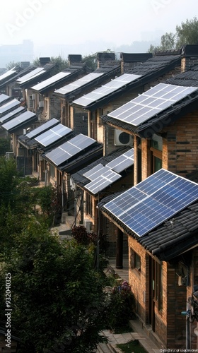 Wallpaper Mural Sustainable Living: Rooftop Solar Panels on Residential Homes in China Torontodigital.ca