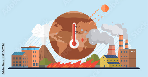 Hot weather vector illustration. Risk stirs in corners overheating, vigilant sentinel in nocturnal realm hot weather Prevention emerges as guardian, standing tall against shadows heatstroke in saga