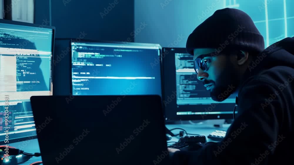 Techie in Black Hoodie Analyzing Data on Laptop Techie in Black Hoodie Analyzing Data on Laptop