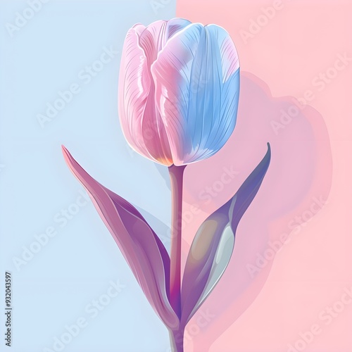 Transgender Tulip: A tulip in the colors of the transgender pride flag, honoring transgender individuals and their journey, soft and smooth colour, pride festival photo