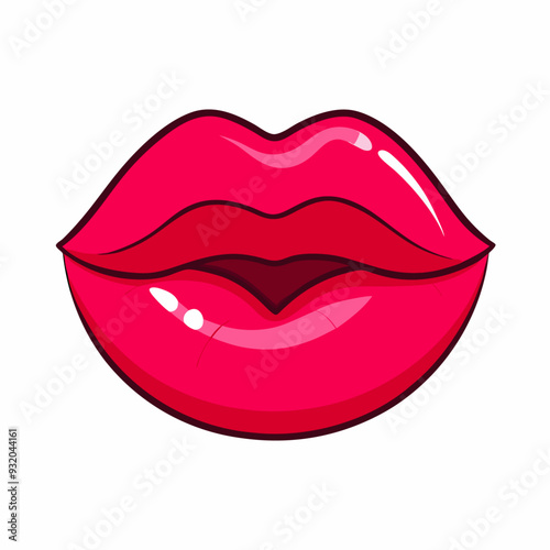 Wet lips in pop art style Woman's half open mouth (15)