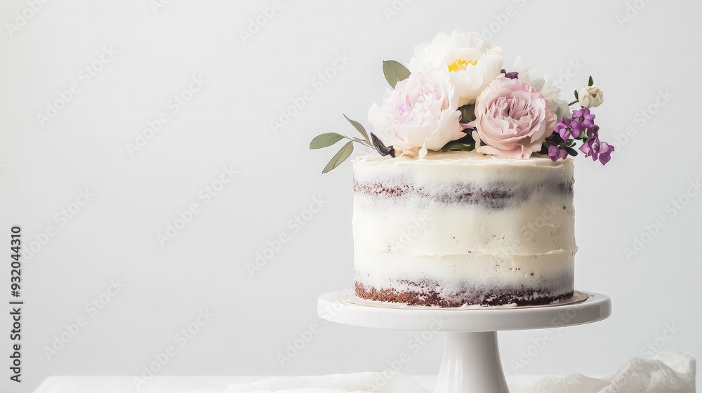Elegant Wedding Cake with Flowers Elegant Wedding Cake with Flowers