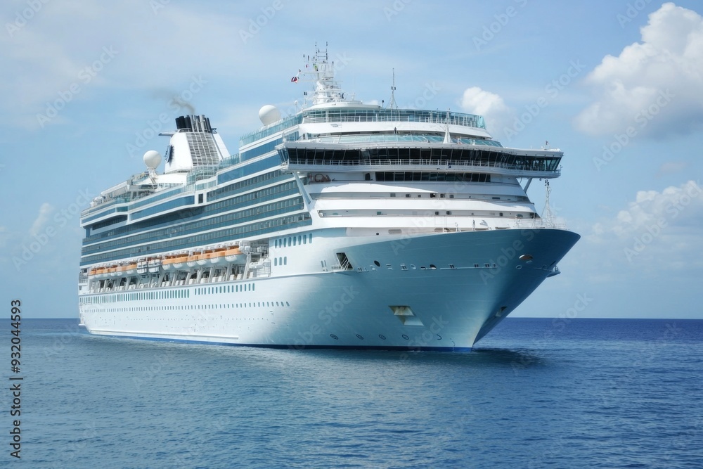A Majestic Cruise Ship Gliding Smoothly Through Serene Waters Beneath A Beautiful Sky A Majestic Cruise Ship Gliding Smoothly Through Serene Waters Beneath A Beautiful Sky