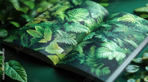 Eco-friendly brochure promoting sustainability initiatives, with green design elements and earthy tones photo