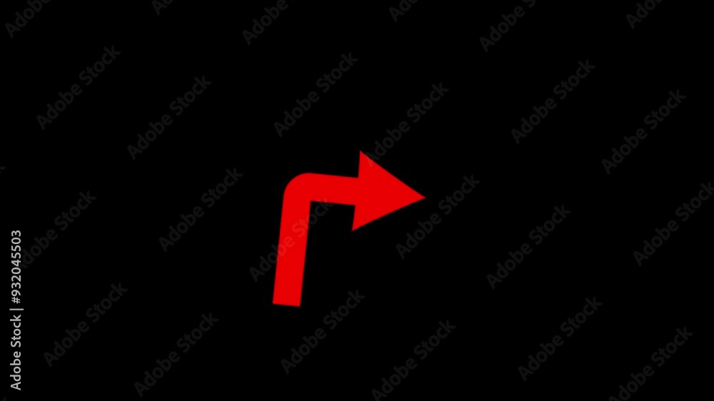 Direction Red Arrow Line Animation. Isolated street information sign. Direction sign.