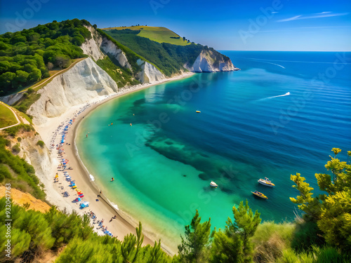 Italy summer holidays, best scenic sea landscape and beaches of Riviera del Conero- natural park near Ancona. 
 photo