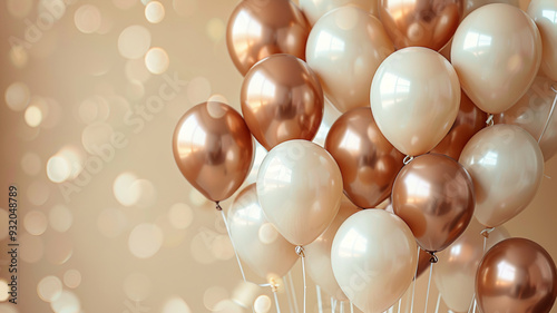 Wallpaper Mural Festive Metallic Gold and Pearl Balloons with Bokeh Background Torontodigital.ca