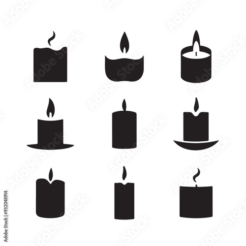 A collection of a candle with white background