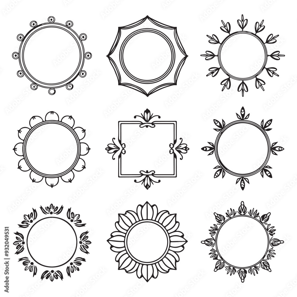 Hand drawn collection of a frame Doodle line Vector illustration Hand drawn collection of a frame Doodle line Vector illustration
