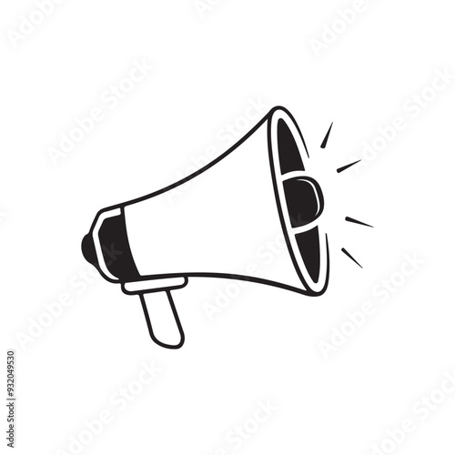 Drawing of a megaphone with white background