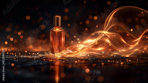 Expensive eau de toilette close-up on a dark background photo