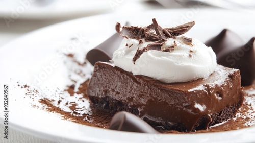 Chocolate Mousse Dessert with Whipped Cream and Chocolate Shavings