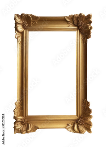 Antique gold vintage decorative frame cut out. PNG Frame. Stylish classic gold painting, carved design patterns