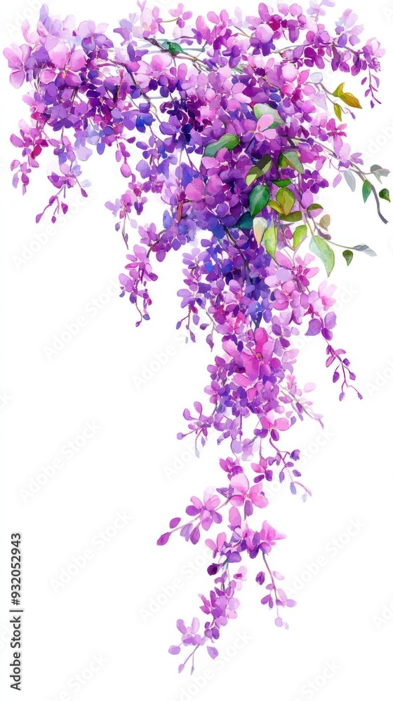 A beautiful illustration of cascading purple flowers. A beautiful illustration of cascading purple flowers.
