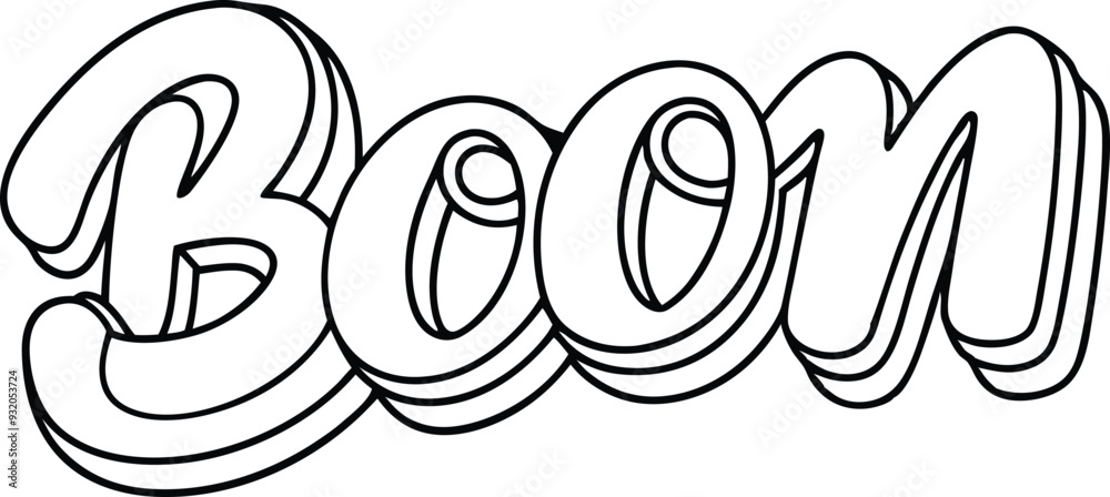 bold and stylized typography design word BOOM black and white bold and stylized typography design word BOOM black and white