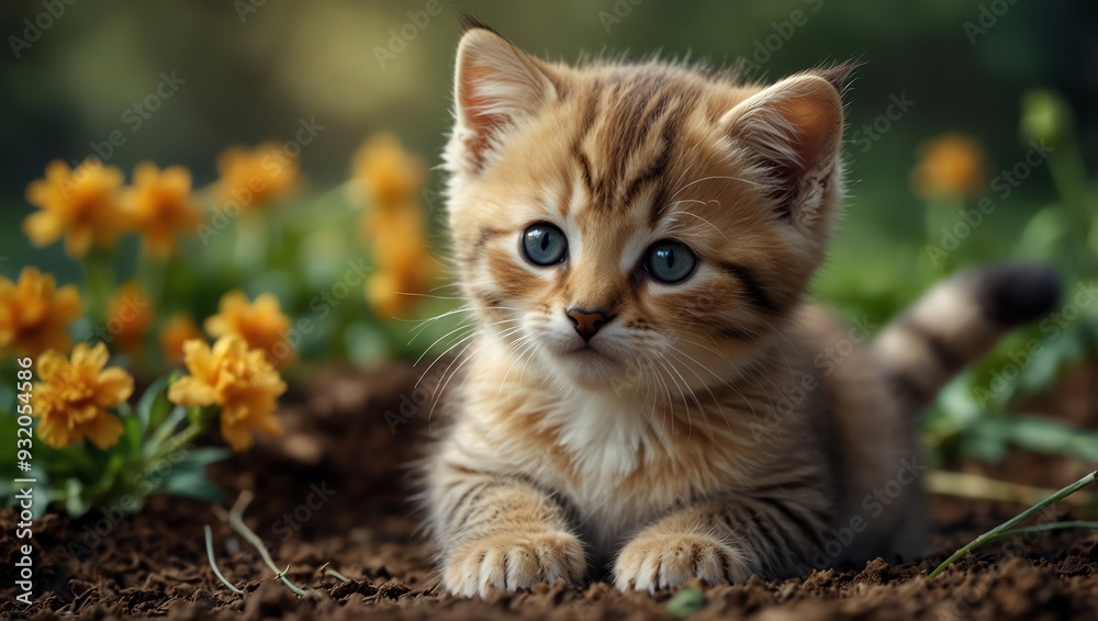 Obraz premium cat on the grass