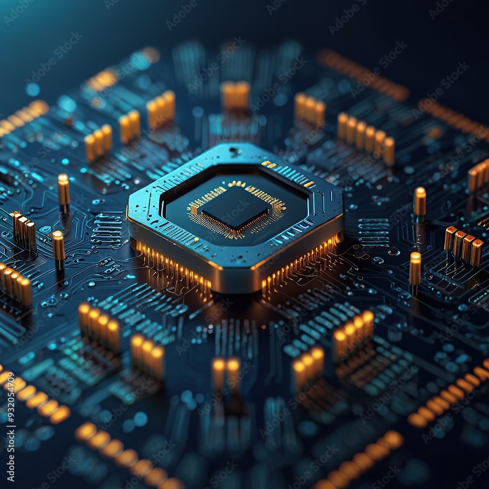 Abstract technology circuit design CPU motherboard of a computer board and processor created with Generative AI
Abstract technology circuit design CPU motherboard of a computer board and processor created with Generative AI