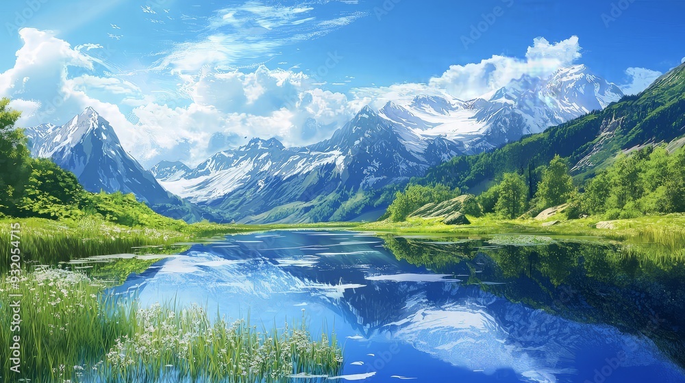 Fototapeta premium Mountain Lake Landscape