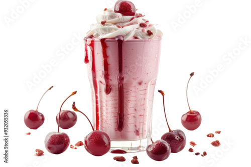 Summery Cherry Lemonade Isolated On Transparent Background