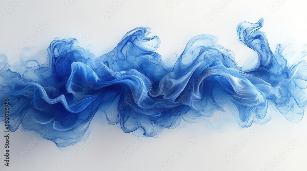 Obraz premium abstract blue ink stain spreading organically on textured white paper fluid unpredictable shapes create a mesmerizing interplay of light and shadow evoking creativity and spontaneity