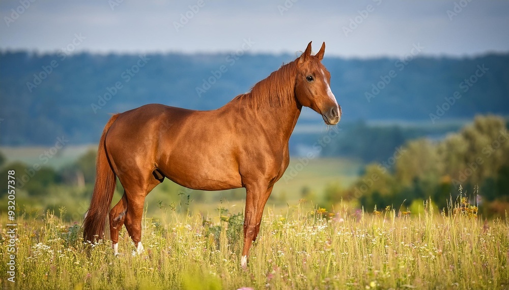 Graceful Horse Galloping Through Sunlit Forest Path Graceful Horse Galloping Through Sunlit Forest Path
