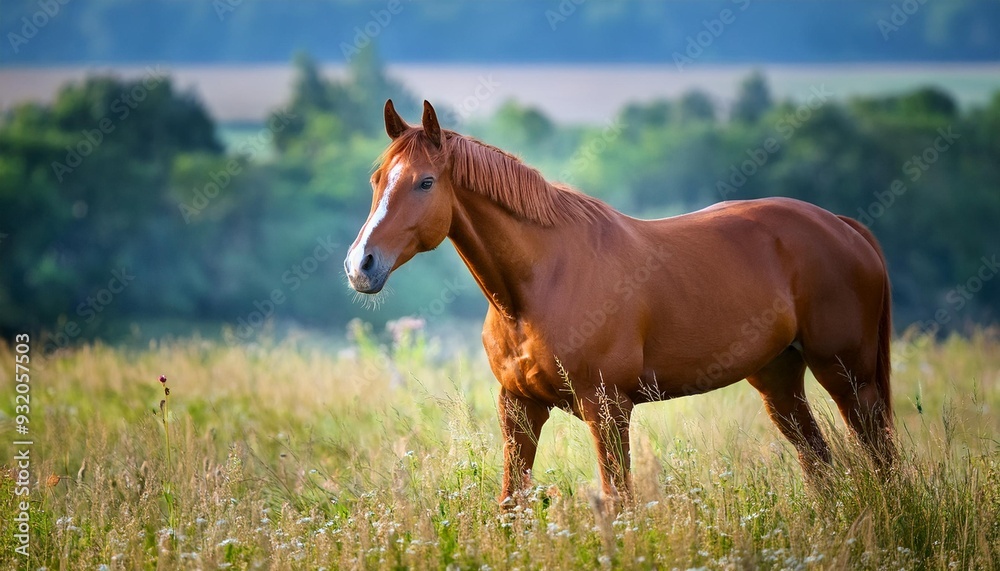 Graceful Horse Galloping Through Sunlit Forest Path Graceful Horse Galloping Through Sunlit Forest Path
