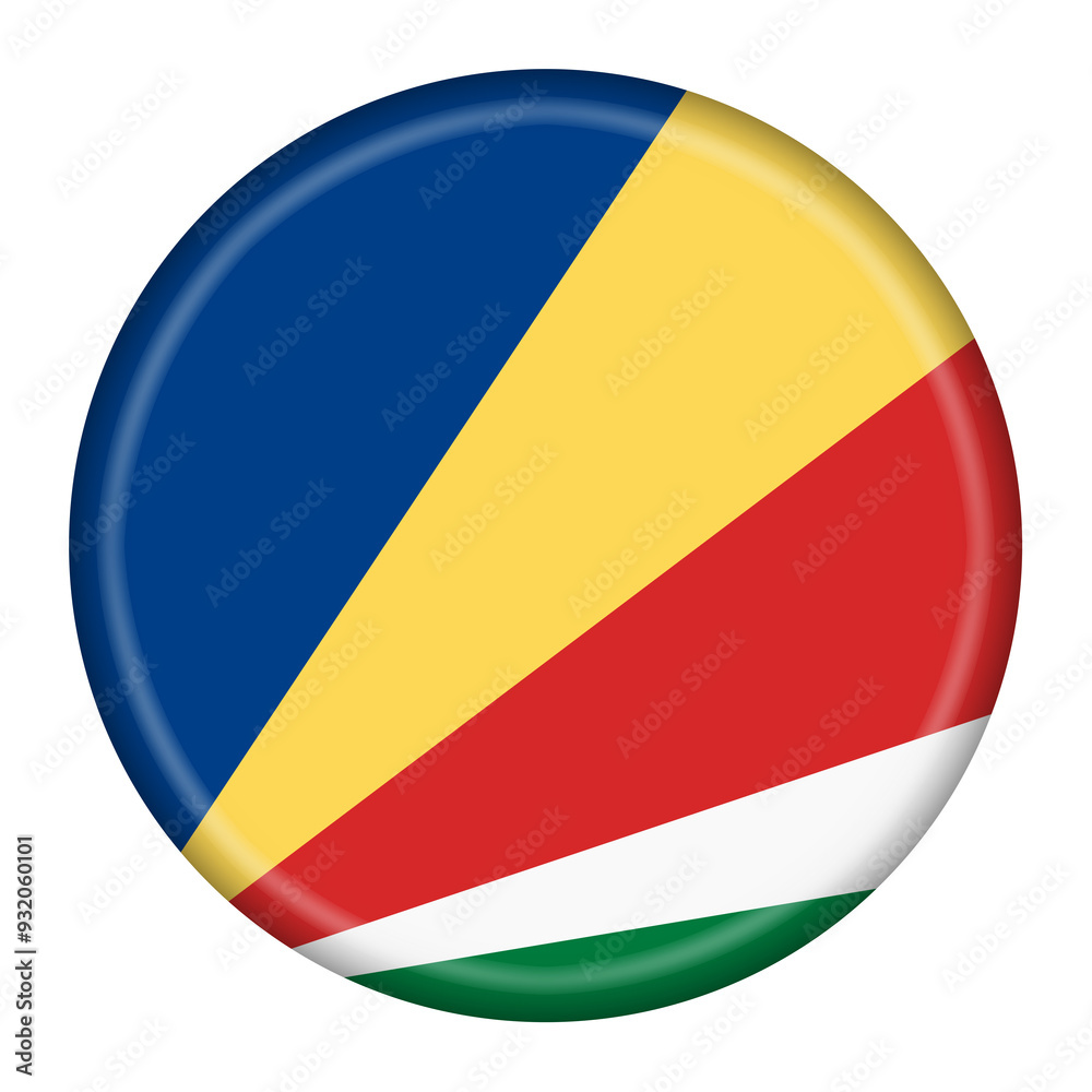 Fototapeta premium A Seychelles flag button illustration with clipping path