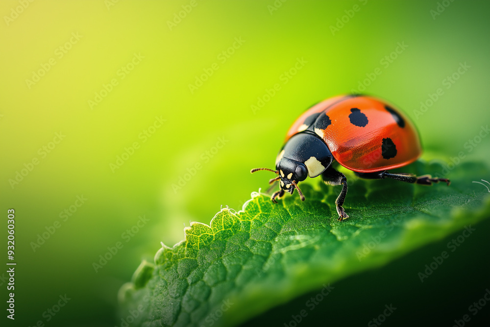 Fototapeta premium Ladybug on Green Leaf