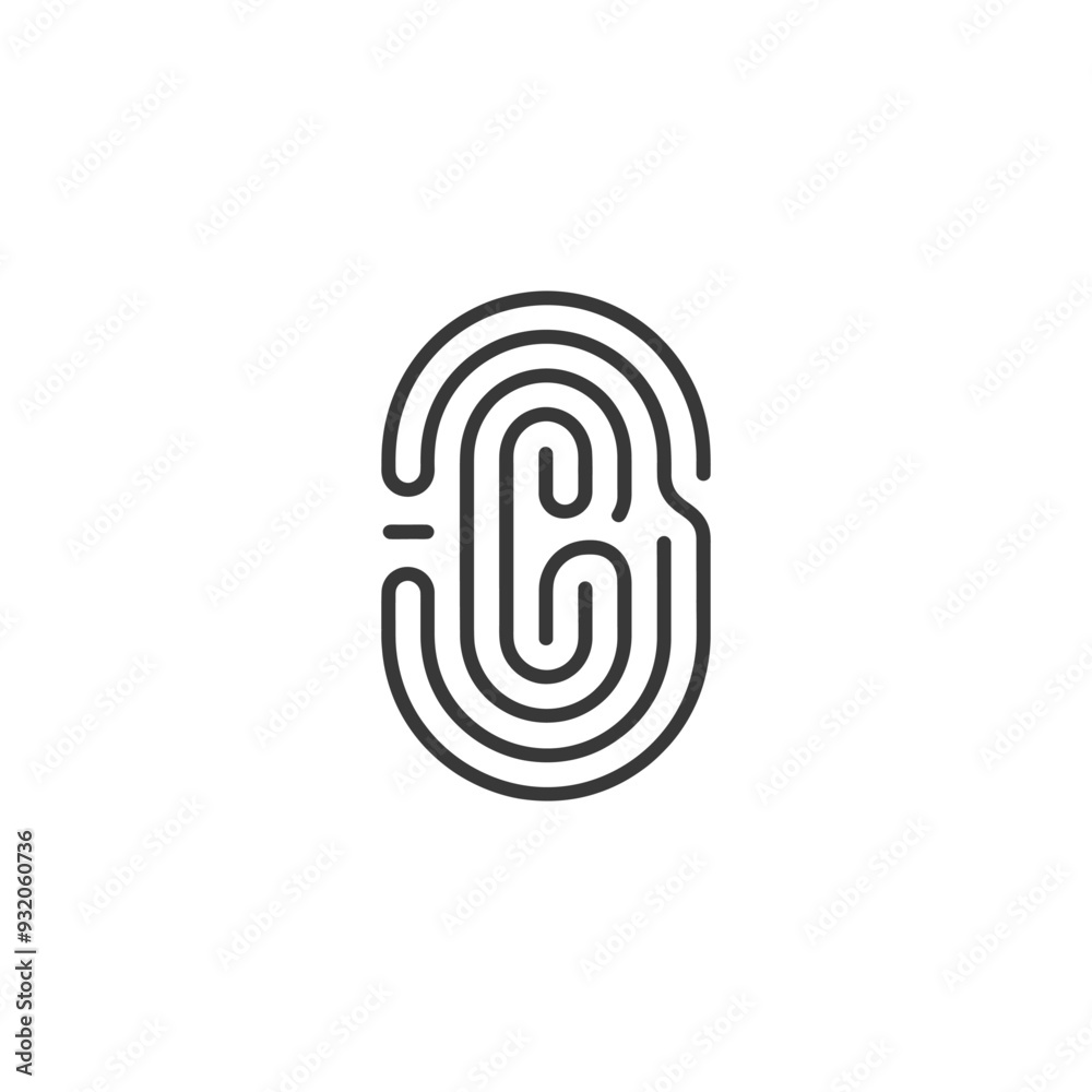 A Fingerprint Icon Depicted with a Line Art Style A Fingerprint Icon Depicted with a Line Art Style