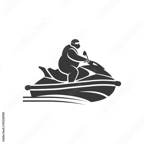 Silhouette of a Person Riding a Jet Ski