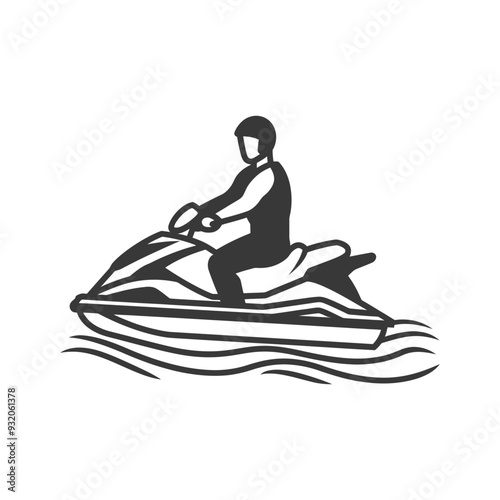 Silhouette of a Person Riding a Jet Ski on Waves