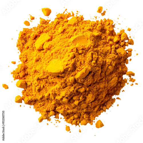 Vibrant Turmeric Powder on Plain White background transparent png 