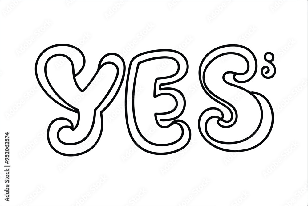 bold and stylized typography design word YES black and white bold and stylized typography design word YES black and white