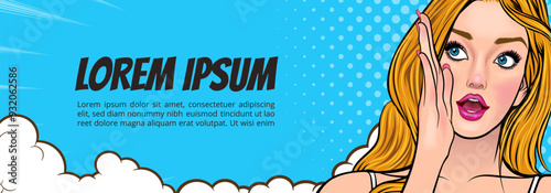 woman talking whispering gossip secret retro pop art comic vintage