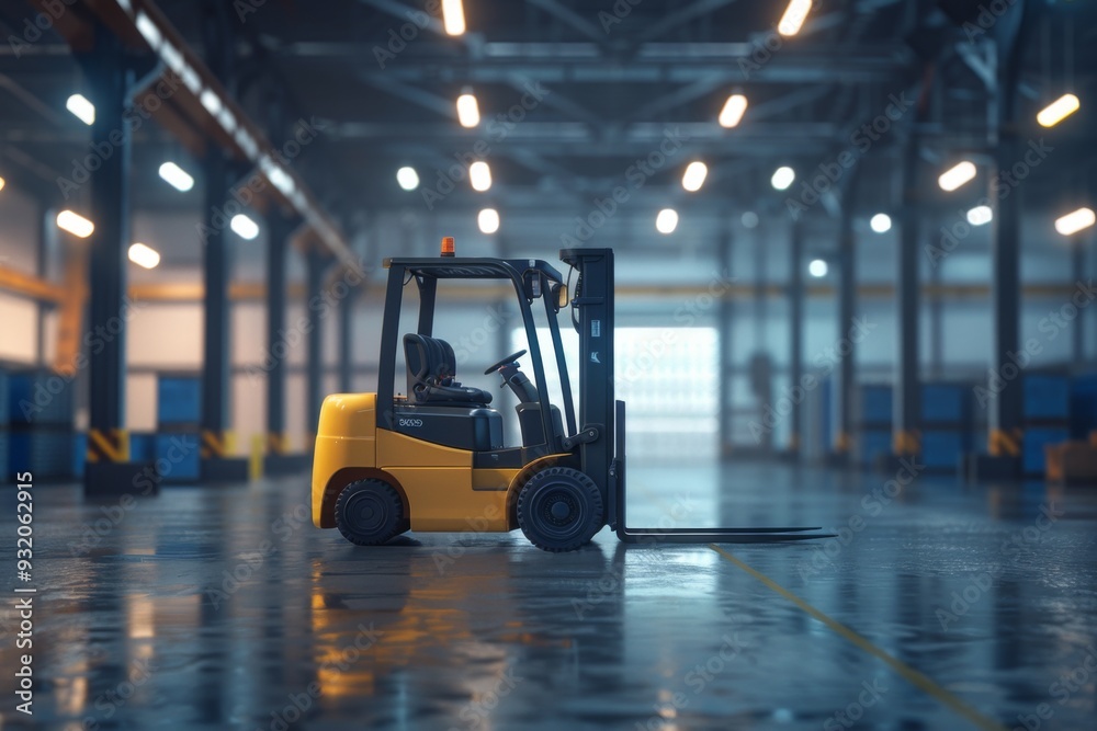 Forklift in a modern warehouse Forklift in a modern warehouse