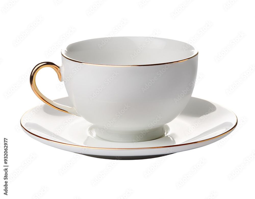 Elegant White Teacup and Saucer Isolated on Transparent background Elegant White Teacup and Saucer Isolated on Transparent background