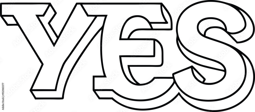 bold and stylized typography design word YES black and white bold and stylized typography design word YES black and white