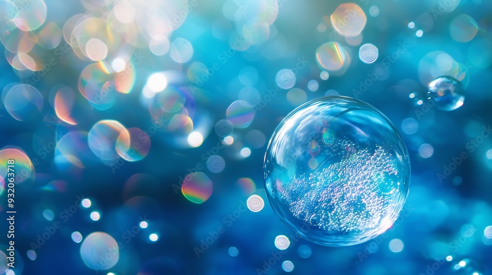 Abstract Blue Background with Bokeh and Bubbles Abstract Blue Background with Bokeh and Bubbles