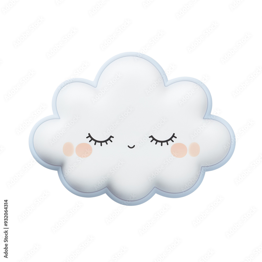 Small Puffy Cartoon Cloud in Baby Blue with Blushing Cheeks and Shy Smile, Kawaii Art Style, PNG File Small Puffy Cartoon Cloud in Baby Blue with Blushing Cheeks and Shy Smile, Kawaii Art Style, PNG File