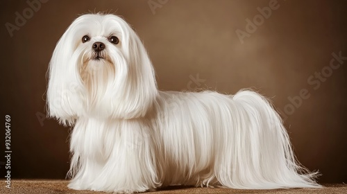 Portrait of a White Maltese Dog