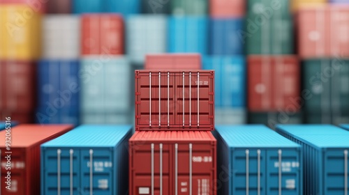 A vibrant stack of shipping containers in various colors, showcasing the essence of global trade and logistics. photo