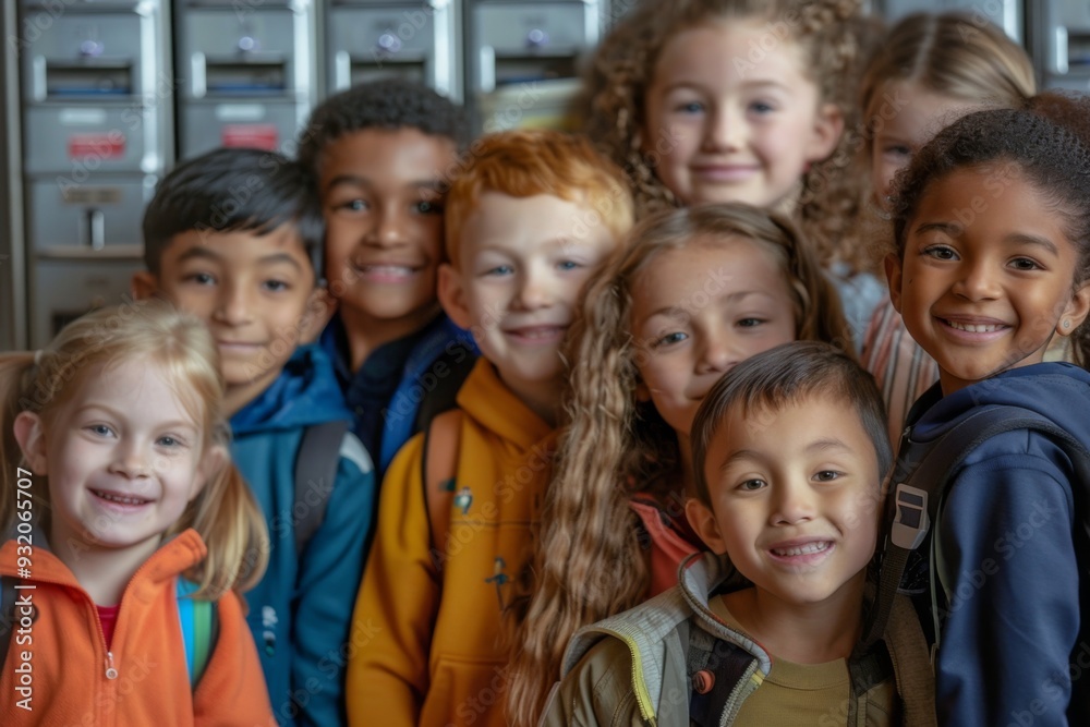 Obraz premium Portrait of a smiling group of elementary school kids
