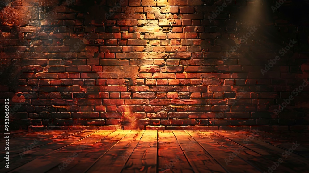 Brick Wall with Spotlights Brick Wall with Spotlights