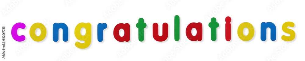 Congratulations word in coloured magnetic letters